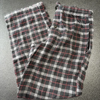Pantalones de pijama Highland Outfitters para hombre a cuadros M negro/rojo/gris cordón elástico Foto 1 de 4