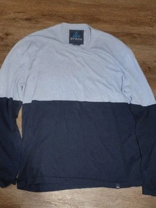 Suéter prAna Para Hombres XX-Grande Azul Bloque de Color Cuello Redondo 100% Algodón Orgánico Retro - Imagen 1 de 8