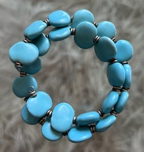Kazuri Bead Wrap Bracelet handmade in Kenya - matte sky blue - Picture 1 of 3