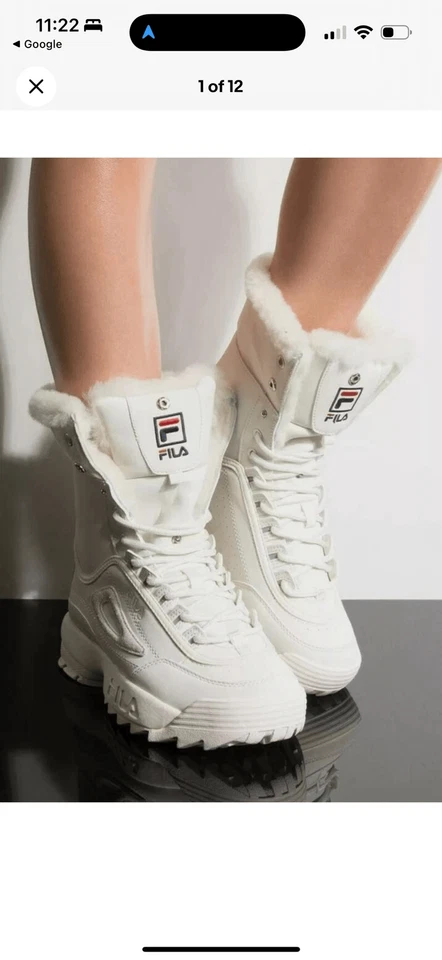 Fila Disruptor Shearling sneaker Boots chunky sole plush faux-fur lining size 10 - Image 1 of 4