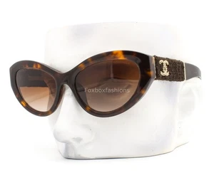 Gafas de sol Chanel 5513A 714/S5 marrón tortuga tweed dorado logotipo CC con estuche nuevas con etiquetas - Imagen 1 de 10