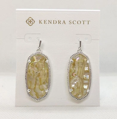 Nuevos pendientes colgantes Kendra Scott Elle en concha de abulón blanco/plata Foto 1 de 2