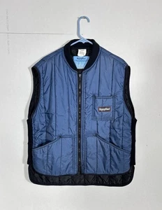 RefrigiWear Insulated Vest Mens XL Quilted Blue Black Zipper 3 Pockets - Picture 1 of 4