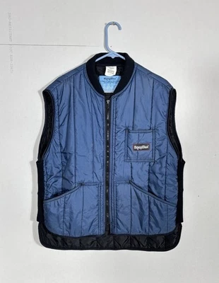 RefrigiWear Insulated Vest Mens XL Quilted Blue Black Zipper 3 Pockets - Image 1 of 4