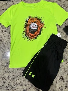 Under Armour Boys Short Set Size 6 Neon - Picture 1 of 1