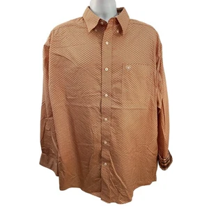 Ariat – Men’s XL – Orange White Wrinkle-Free Shirt with Subtle Western Print - Picture 1 of 10