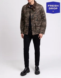 RRP €1890 JACOB COHEN Jacket IT50 US40 L Wool Blend Rabbit Fur Lining Camo - Picture 1 of 10