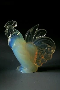 LARGE ART DECO SABINO CHANTICLEER ROOSTER OPALESCENT GLASS FIGURE - Imagen 1 de 5