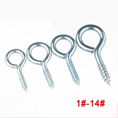 NEIN Gancho de tornillo tornillo de ojal tornillo de gancho redondo ojal tornillo madera galvanizada 0#~14#