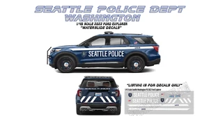 Seattle Washington PD Waterslide Decals Motormax 2022 Ford Explorer Maßstab 1:43 - Bild 1 von 1