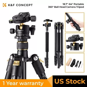 K&F Concept Camera Tripod 64" Aluminum Tripod Ball Head Monopod Stand Load 22lbs - Picture 1 of 7