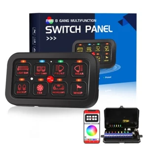 RGB 8 Gang Switch Panel LED Relay System APP Control para Jeep Chevrolet Truck - Imagen 1 de 12