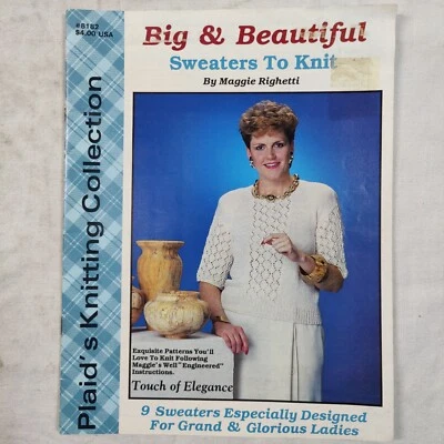 1987 Plaids Collection Sweaters to Knit & Crochet Yarn Design Pattern Book 8182 - Image 1 of 4