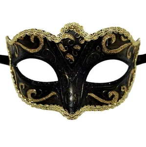 Oro Negro Niño Pequeño Adolescente Adornado Mascarada Mardi Gras Disfraz Máscara Baile de graduación - Imagen 1 de 2