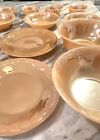Lot of 16 Peach Fire King Lustreware Plates And Bowls