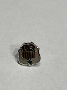 Union Pacific tie tack pin- 10k white gold Green Stone Emerald - Picture 1 of 4