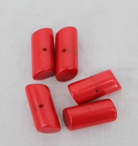Vintage Bakelite Cylinder Buttons Tube Red Set of 5 - Picture 1 of 3