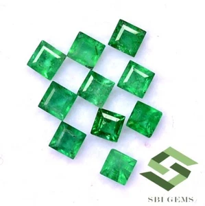 Natural Emerald Square Cut 2.25 mm Lot 10 Pcs 0.84 CTS Untreated Loose Gemstones - Picture 1 of 5