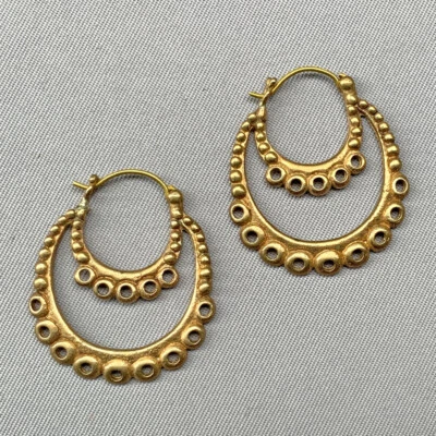 Pendientes de araña de dos niveles de 14 bucles 27x23 mm Shibuichi Q2 par por paquete Foto 1 de 2