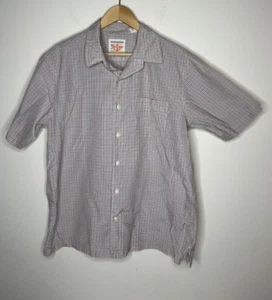 Dockers Button Up Shirt Men XL Blue Orange Plaid Front Patch Pocket Short Sleeve - Picture 1 of 10