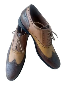 Girotti Men’s ombre brown Oxford Cap Toe Dress Shoe Leather Size 46/ US 12 - Picture 1 of 7