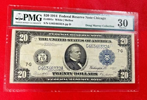 $20 1914 FEDERAL RESERVE NOTE CHICAGO WHITE MELLON PMG 30 FR#991C - Picture 1 of 2
