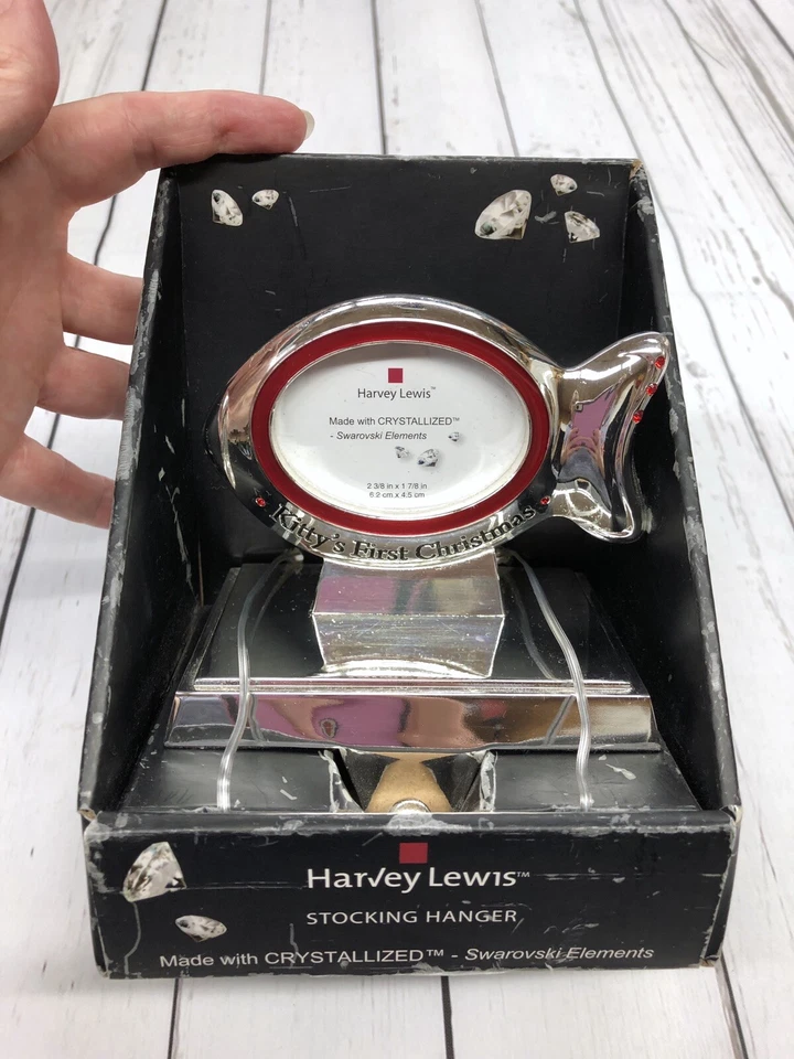 Harvey Lewis Kitty's First Christmas Photo Stocking Hanger Swarovski Elements