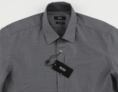 Men's HUGO BOSS Gray Black Houndstooth Shirt M Medium NWT NEW $155+ LUCAS - Image 1 of 4