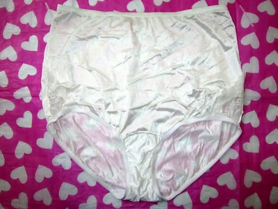 Vintage VANITY FAIR SECOND SKIN SATIN Floral Lace HI LEG BRIEF SILKY PANTY 8 XL - Image 1 of 4