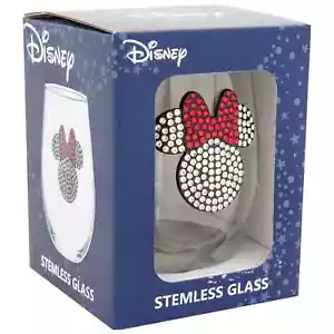 Minnie Mouse Strass Symbol stiellos Weinglas klar - Bild 1 von 2