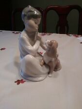 Lladro Boy and Dog Porcelain Figurine #4522, 'Shhh, Quiet Puppy’ No Box. Nice!