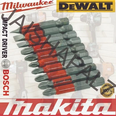 MAKITA DEWALT BOSCH MILWAULKEE DEWALT 10 X 50m Torsion PH2 PZ2 Bit Set Slotted Phillip Pozidrive MAKITA, BOSCH