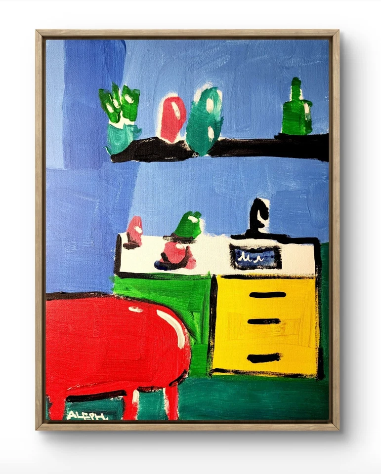 Оригинальная художественная кухня 14x11 красочная современное искусство акриловая живопись на холсте - Изображение 1 из 4