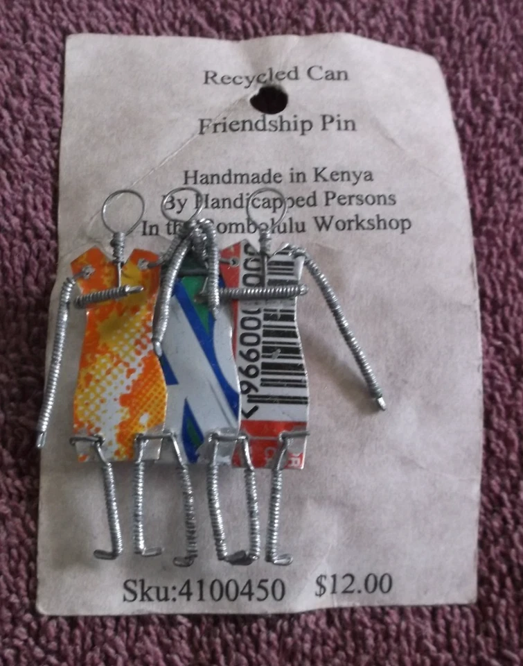 Булавка дружбы из переработанной банки ~ сделано в Кении - Изображение 1 из 1