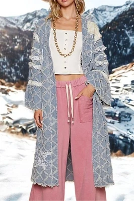 Cárdigan plumero de mezclilla con textura POL Foto 1 de 4