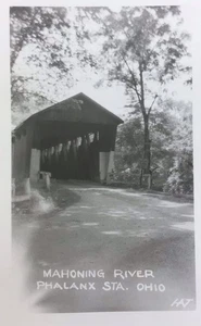COVERED BRIDGE RPPC Photo POSTCARD At Mahoning River Phalanx Station Ohio - Picture 1 of 3