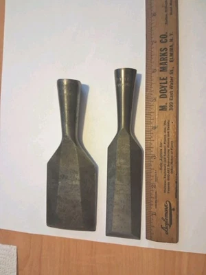 Stanley Made In USA 2" & 1 1/4" Beveled Socket Chisels Like 750s - Image 1 of 4