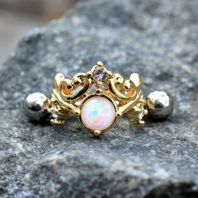 Gold Plated Synthetic Opal Tiara Cartilage Cuff Earring - Image 1 of 3