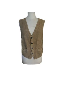 CP Shades Womens Linen Cotton Vest  Small Button Front  Beige Festival BOHO Chic - Picture 1 of 5