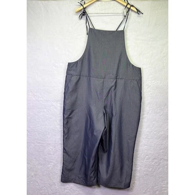 Express 围裙 领带 意大利面肩带 宽腿 整体 Jumper Chambray XL 码 — 第 1/4 张图片