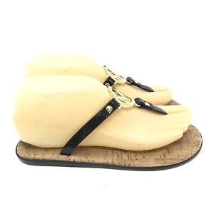 Michael Kors Jelly Logo Charm Black Rubber Thong Flip Flop Sandals Flats Size 6