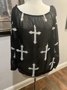 #3195. Emma Rose Sheer Black Long Sleeve Blouse. Size 2X - Picture 1 of 6