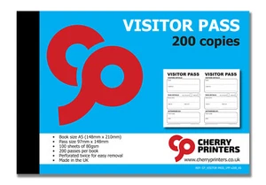 Cherry Visitor Pass Book A5 100pages 80gsm 200 passes per book - Picture 1 of 3