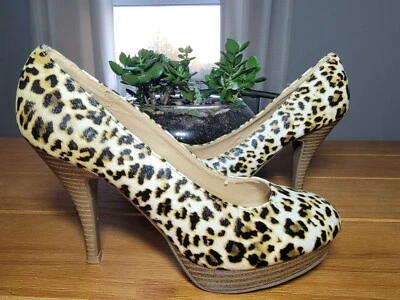 Kenneth Cole Reaction Size 6.5M Leopard Print Faux Leather Heels Shoes - Image 1 of 4