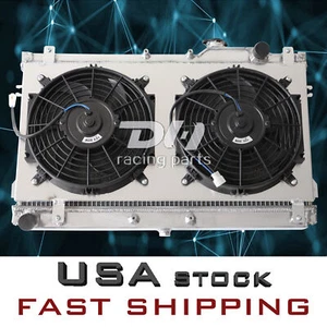 Aluminum 3 Row Radiator +Shroud Fan 12'' For 1990-1997 95 96 Mazda Miata MX5 MT  - Picture 1 of 5