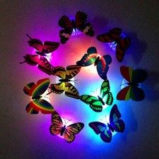 Colorful Changing LED Butterfly Lamp Night Light Home Adhesive Wall Lamp #w