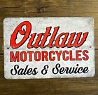 Panneau métallique OUTLAW MOTOS motard moto club boutique gang moto trike