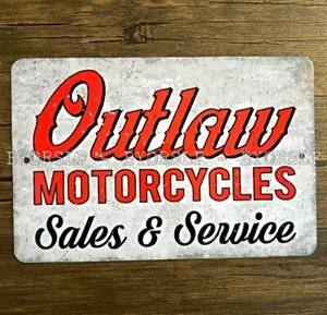 Metal Sign OUTLAW MOTORCYCLES biker motorbike club shop gang motorcycling trike - Picture 1 of 3