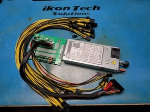 1100W PSU Placa de ruptura PLATAFORMA GPU ASIC MINERÍA 12 PCIe CABLES PICO 24PIN ATX SATA - Imagen 1 de 7