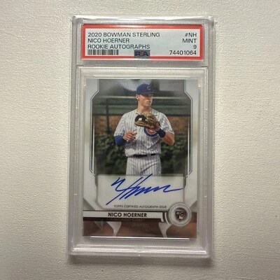 2020 Bowman Sterling Nico Hoerner Autograph Rookie Auto RC #BSRA-NH PSA 9 - Image 1 of 2